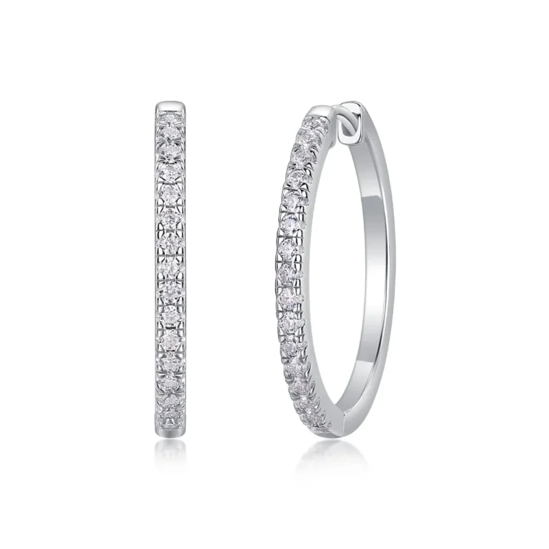 925 Sterling Silver with Natural Diamond Hoop Earring jewelry Gift for Women 0.50 Carat Round Diamond Ladies Huggies Hoop Earrings Wholesale MYE13372