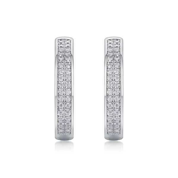 Moissanite Hollowed-out Clip Earring Double Rows White Round Cut 4.8ctw Bulk MYE13354 - Image 6