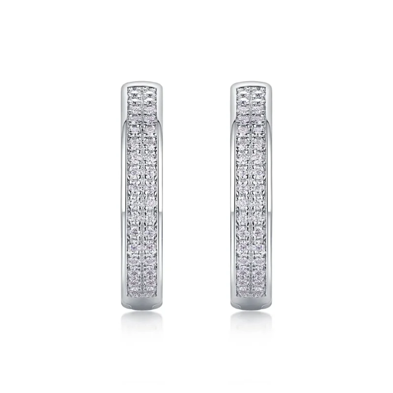 Moissanite Hollowed-out Clip Earring Double Rows White Round Cut 4.8ctw Bulk MYE13354 - Image 6