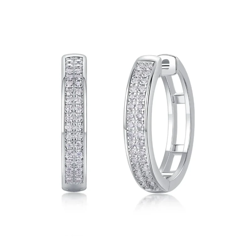 Moissanite Hollowed-out Clip Earring Double Rows White Round Cut 4.8ctw Bulk MYE13354