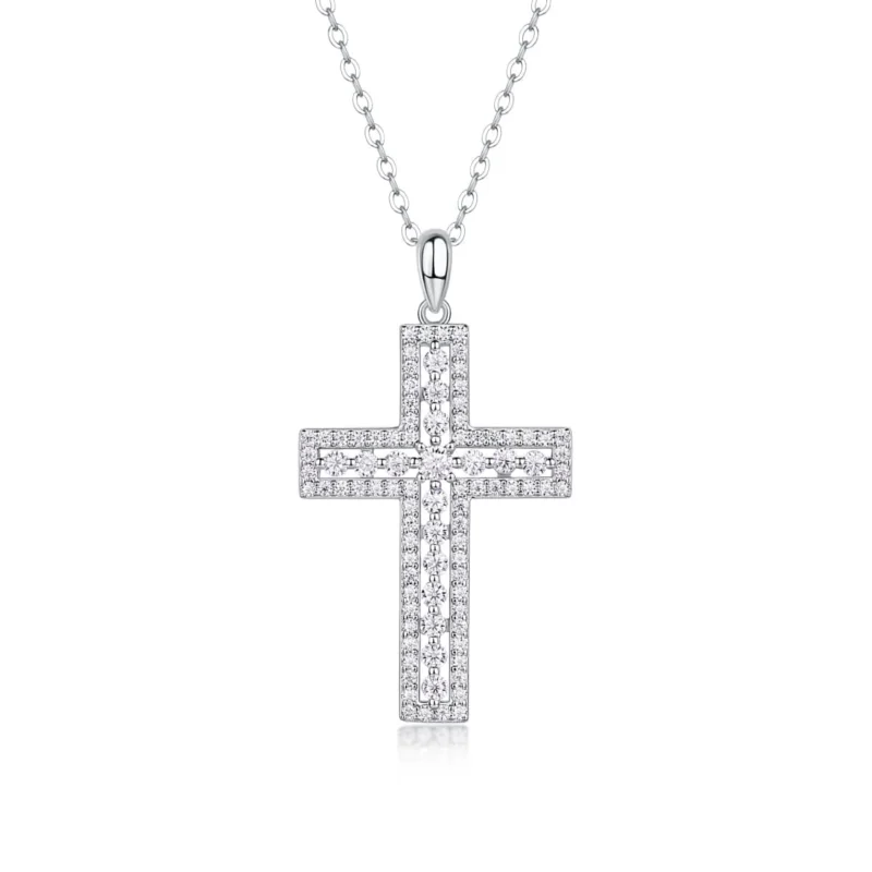 Cross Women Pendant Necklace Christmas Gift for Her 14K Gold D-color VVS1 Clarity Moissanite Hip-Hop Wholesale MYP13379
