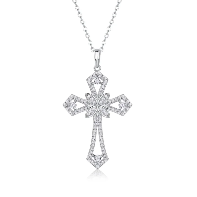 Pendant for Women Ideal Present 14K Gold VVS1 0.5ct.t.w. Diamond Encrusted Cross Necklace Wholesale MYP13381