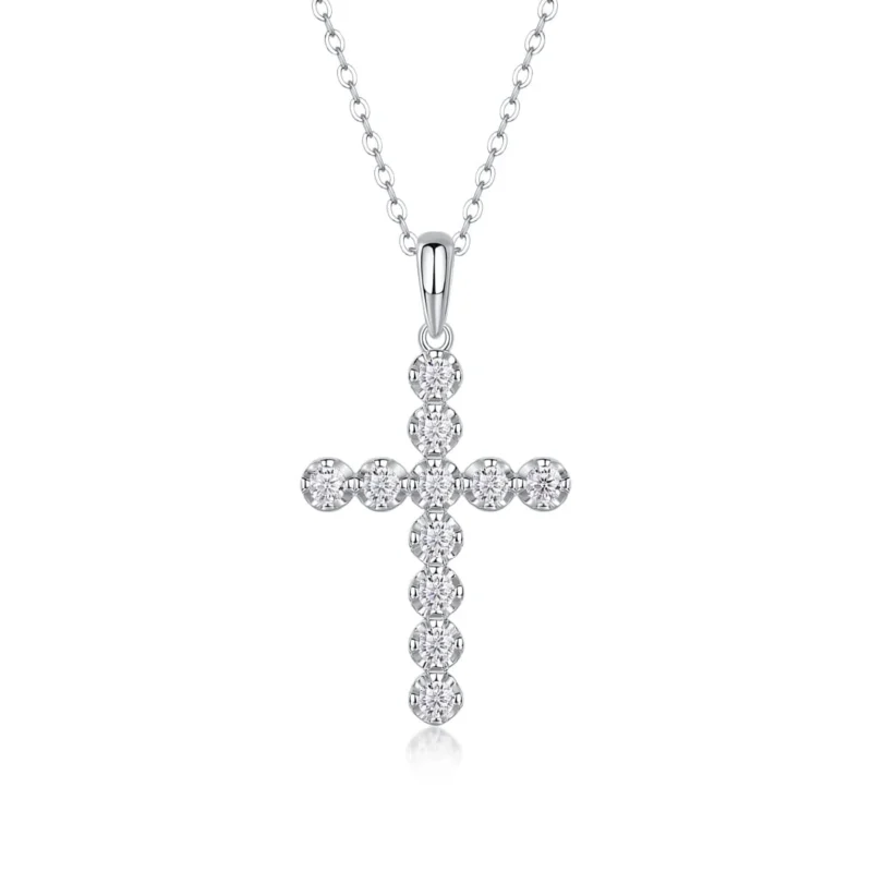 Jewelry S925 Sterling Silver Chain VVS Moissanite Diamond Cross Pendant Necklace Custom Wholesale Fashion Christian Religion Wholesale MYP13380