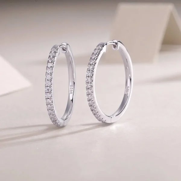 925 Sterling Silver with Natural Diamond Hoop Earring jewelry Gift for Women 0.50 Carat Round Diamond Ladies Huggies Hoop Earrings Wholesale MYE13372 - Image 5