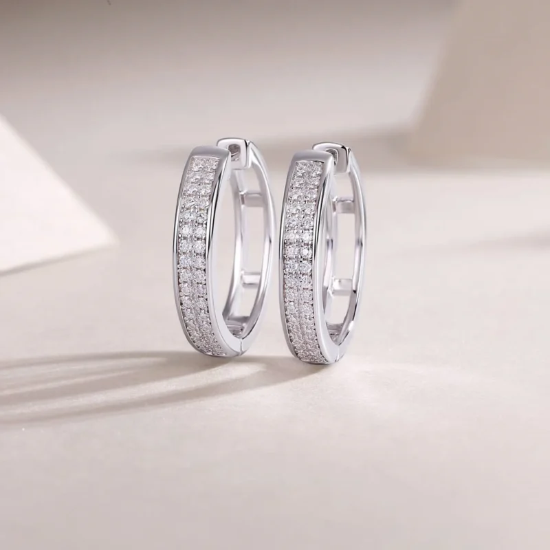 Moissanite Hollowed-out Clip Earring Double Rows White Round Cut 4.8ctw Bulk MYE13354 - Image 5