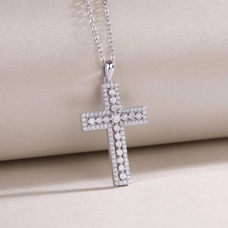 Cross Women Pendant Necklace Christmas Gift for Her 14K Gold D-color VVS1 Clarity Moissanite Hip-Hop Wholesale MYP13379 - Image 6