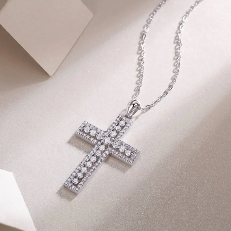 Cross Women Pendant Necklace Christmas Gift for Her 14K Gold D-color VVS1 Clarity Moissanite Hip-Hop Wholesale MYP13379 - Image 5