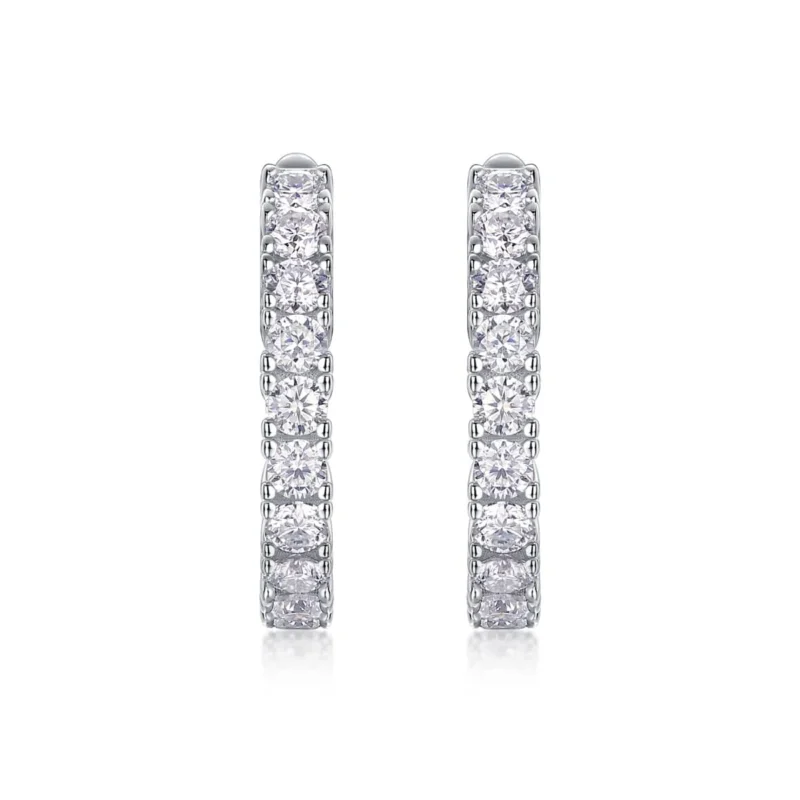 Moissanite Wedding Classic Bridal Oval Hoop Earrings Bling Jewelry Womens Black Rose Gold Sterling Silver Wholesale MYE13191 - Image 2