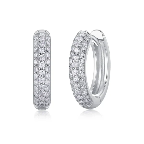 Diamond Huggie Hoop Earrings Moissanite CZ 14K White Gold Plated Silver Micro Pave Simulated Bulk MYE13197