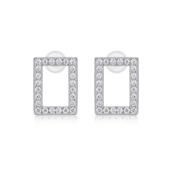 Natural Diamond Square Stud Earrings 14k Solid Gold 0.2 Carat (Cttw) Round White Wholesale MYE13228 - Image 2