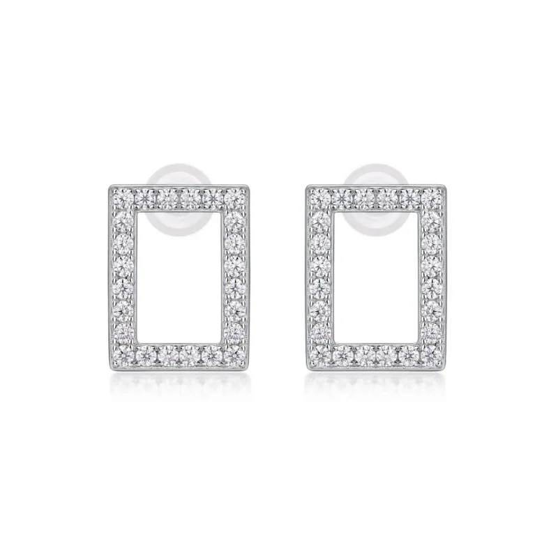 Natural Diamond Square Stud Earrings 14k Solid Gold 0.2 Carat (Cttw) Round White Wholesale MYE13228 - Image 2