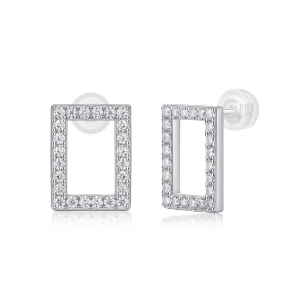 Natural Diamond Square Stud Earrings 14k Solid Gold 0.2 Carat (Cttw) Round White Wholesale MYE13228