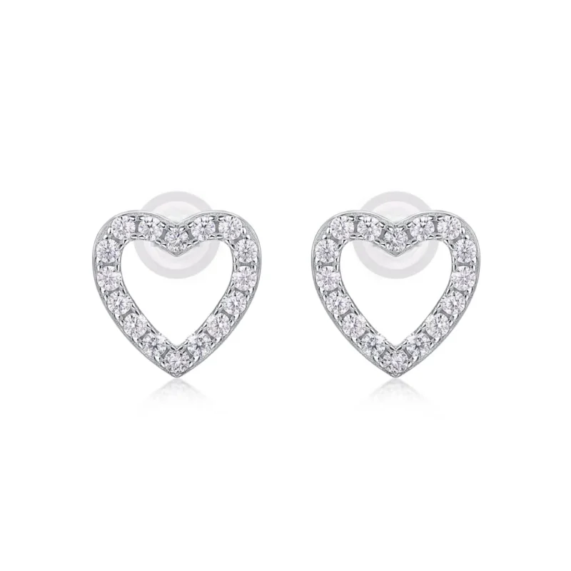Heart Shape Fashion Stud Earrings Collection 0.25 Cttw Solid K-Gold White Diamond Womens Wholesale MYE13226 - Image 2