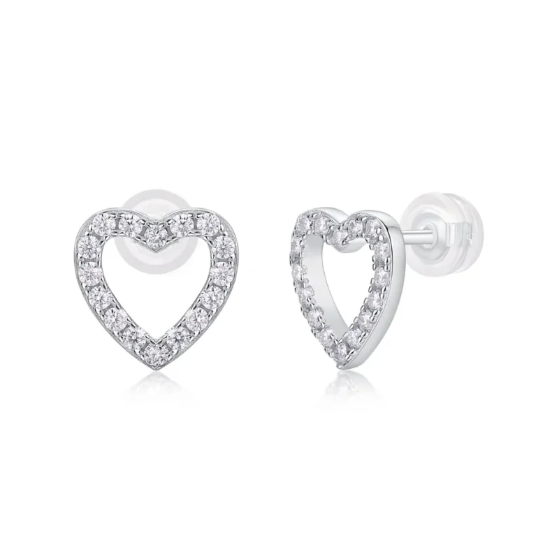 Heart Shape Fashion Stud Earrings Collection 0.25 Cttw Solid K-Gold White Diamond Womens Wholesale MYE13226