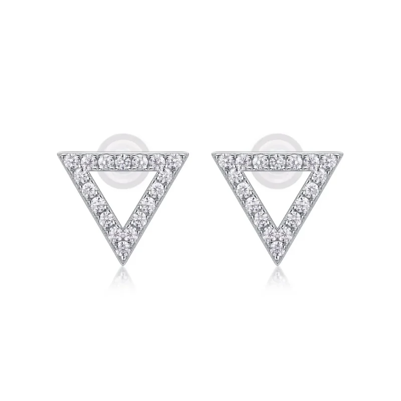 Triangle Stud Earrings for Women Elegant 1.4mm All Moissanite Cool Wedding Birthday Gift Solid 925 Silver Charm Jewelry Bulk MYE13222 - Image 2