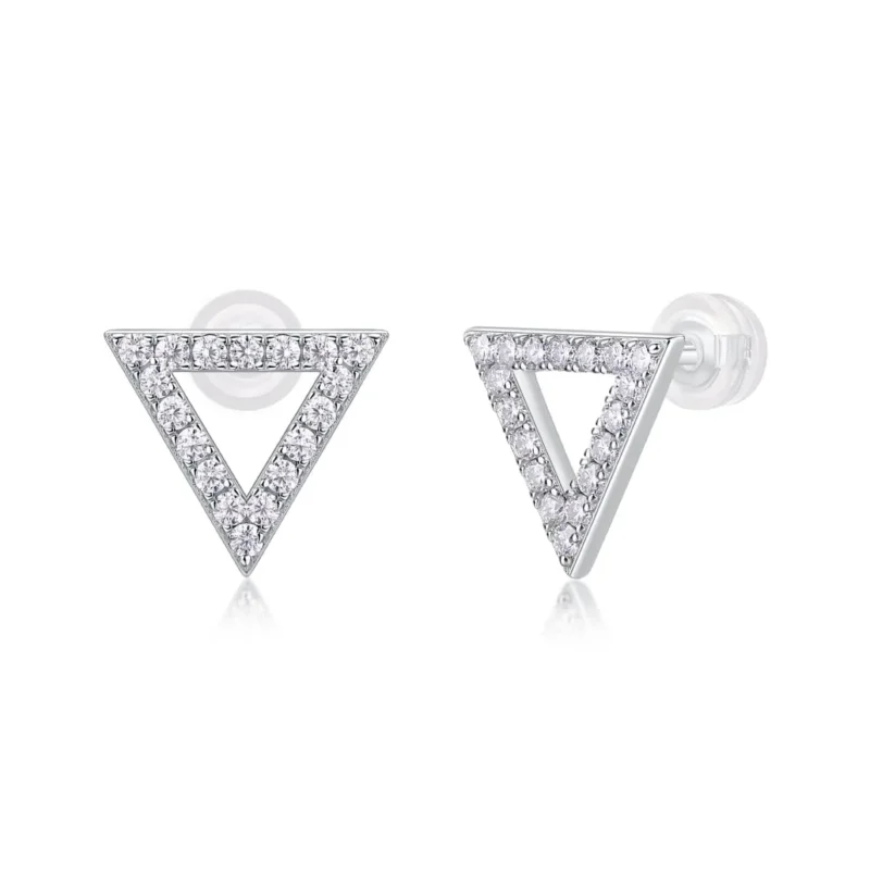 Triangle Stud Earrings for Women Elegant 1.4mm All Moissanite Cool Wedding Birthday Gift Solid 925 Silver Charm Jewelry Bulk MYE13222
