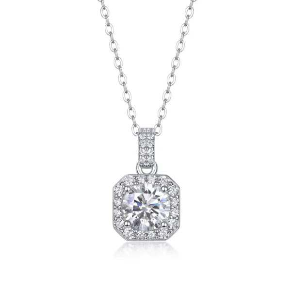 Moissanite Diamond Princess S925 Silver Square Bag Pendant Necklaces Wholesale MYP13298-6.5