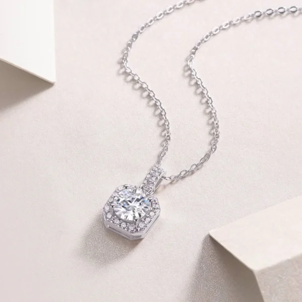 Moissanite Diamond Princess S925 Silver Square Bag Pendant Necklaces Wholesale MYP13298-6.5 - Image 3