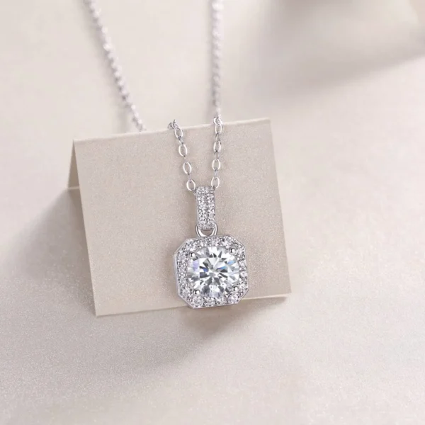 Moissanite Diamond Princess S925 Silver Square Bag Pendant Necklaces Wholesale MYP13298-6.5 - Image 2