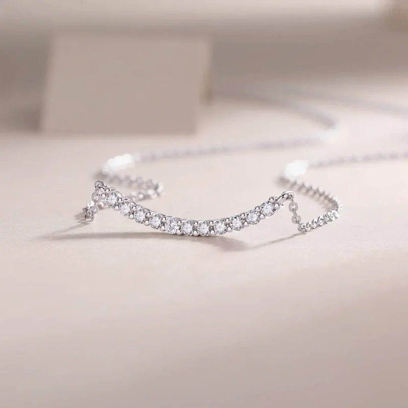 Necklace Sparkling Fine Jewelry Wholesale Moissanite Necklace for Women,Sterling Silver Chain Lab Diamond Pendant MYN13269 - Image 3