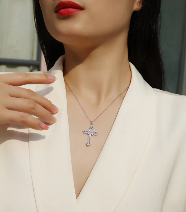 Pendant for Women Ideal Present 14K Gold VVS1 0.5ct.t.w. Diamond Encrusted Cross Necklace Wholesale MYP13381 - Image 4