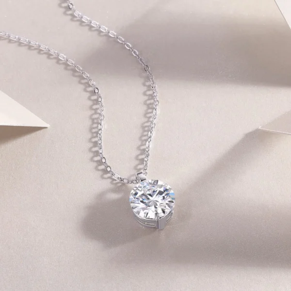 Customizable S925 Sterling Silver Necklace with Moissanite in Multiple Carat Options - MYN13599 - Image 5