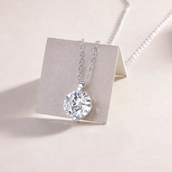 Customizable S925 Sterling Silver Necklace with Moissanite in Multiple Carat Options - MYN13599 - Image 4