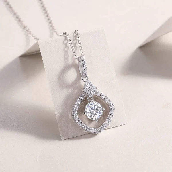 1CT Moissanite Necklace with 5A White Zircon Side Stones in S925 Sterling Silver – Luxury Wedding Jewelry – MYP13586-6.5 - Image 2