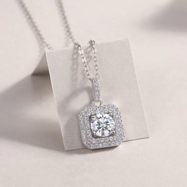 1CT Moissanite Necklace with 5A White Zircon in S925 Sterling Silver – Engagement Jewelry Fashion Wholesale – MYP13583-6.5 - Image 3