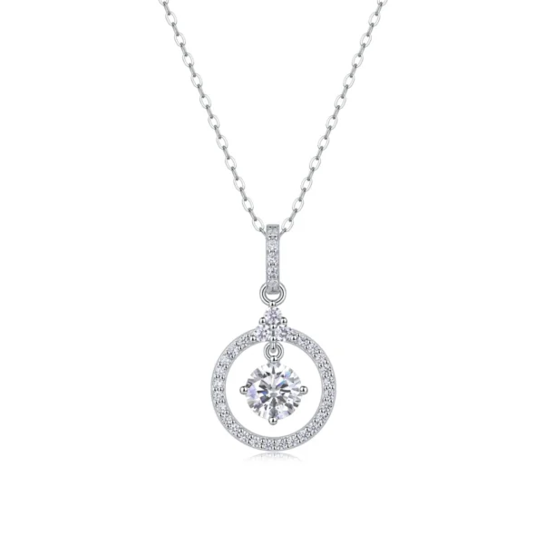 1CT Moissanite Necklace with 5A White Zircon Side Stones in S925 Sterling Silver – Luxury Jewelry for Women – MYP13587-6.5