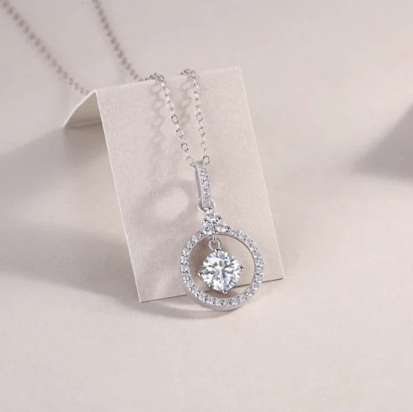 1CT Moissanite Necklace with 5A White Zircon Side Stones in S925 Sterling Silver – Luxury Jewelry for Women – MYP13587-6.5 - Image 2