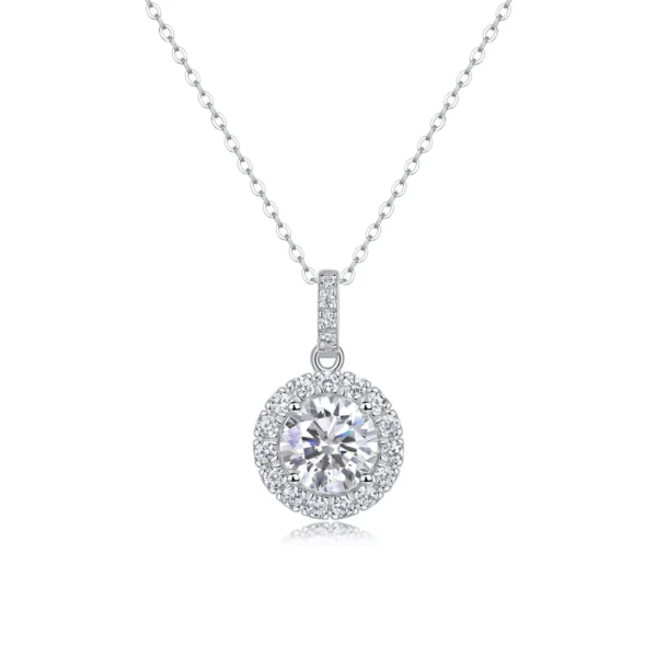 2CT Moissanite Necklace with 5A White Zircon in S925 Sterling Silver – Luxury Engagement & Wedding Jewelry – MYP13651-8.0