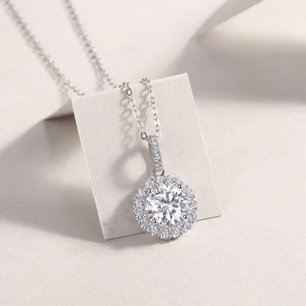 2CT Moissanite Necklace with 5A White Zircon in S925 Sterling Silver – Luxury Engagement & Wedding Jewelry – MYP13651-8.0 - Image 2