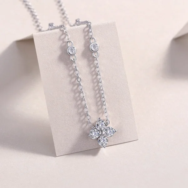 Moissanite Necklace with 5A White Zircon Side Stones in S925 Sterling Silver – 1CT, Wedding & Engagement Jewelry – MYN13646 - Image 2