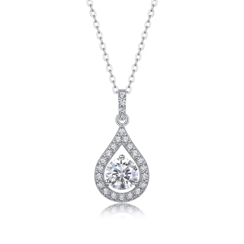 1CT Moissanite Necklace with 5A White Zircon in S925 Sterling Silver – Wedding Jewelry & Engagement Necklace – MYP13591-6.5
