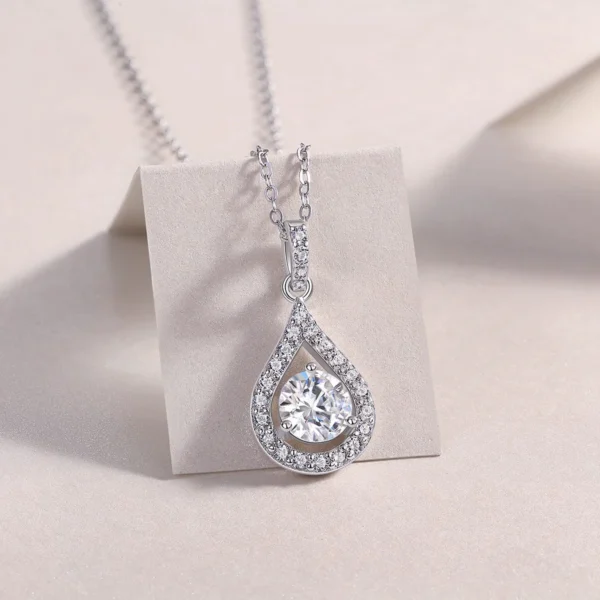 1CT Moissanite Necklace with 5A White Zircon in S925 Sterling Silver – Wedding Jewelry & Engagement Necklace – MYP13591-6.5 - Image 2