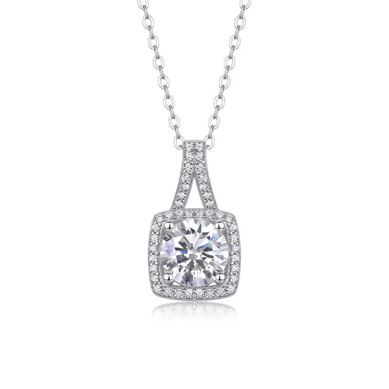 Elegant 2CT Moissanite Necklace with Zircon Accents - MYP13517-8.0