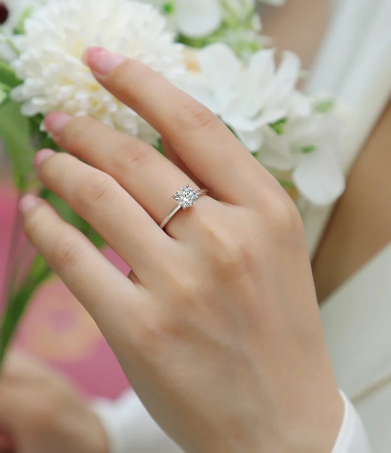 Romantic 1CT Moissanite Couple Rings for Valentine's Day in S925 Sterling Silver – MYZR12939-65 & MYZR10283-65 - Image 9