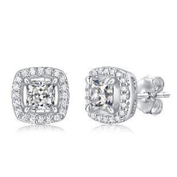 S925 Sterling Silver Princess Cut Moissanite Diamond Earrings – 1CT Total | Factory Wholesale (MYZE11438-50)