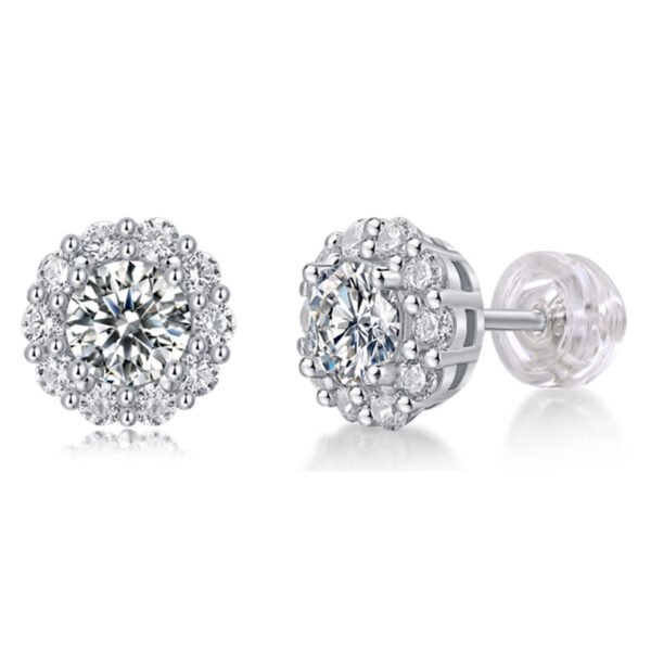 S925 Sterling Silver Moissanite Diamond Earrings with CZ – 1CT Total | Wholesale Direct (MYZE13031-50)