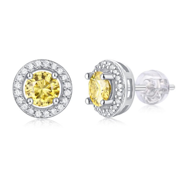 S925 Sterling Silver Moissanite Diamond Earrings with CZ – 1CT Total | Wholesale Direct (MYZE9373-50-Yellow)