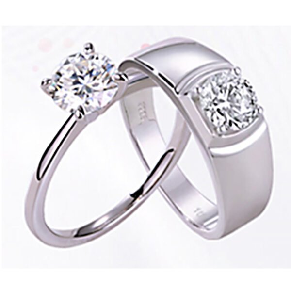 Romantic Moissanite Couple Rings for Valentine's Day – 1CT Moissanite in S925 Sterling Silver – MYZR12939-65 & MYZR10283-65