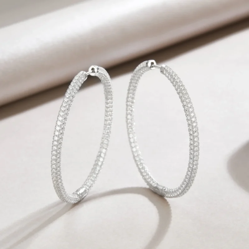Moissanite Earrings in S925 Sterling Silver Sparkling Moissanite Design MYE13369 - Image 2