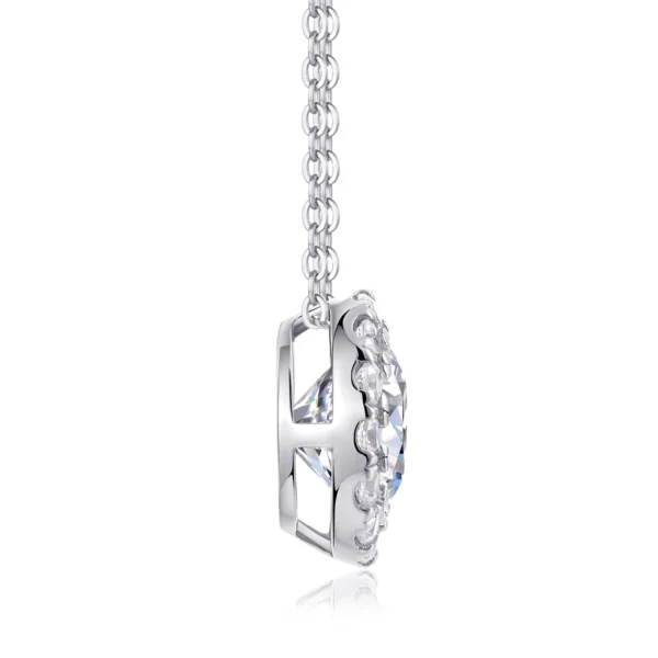 2CT Moissanite Necklace with 5A White Zircon Side Stones in S925 Sterling Silver – MYP13678-8.0 - Image 5