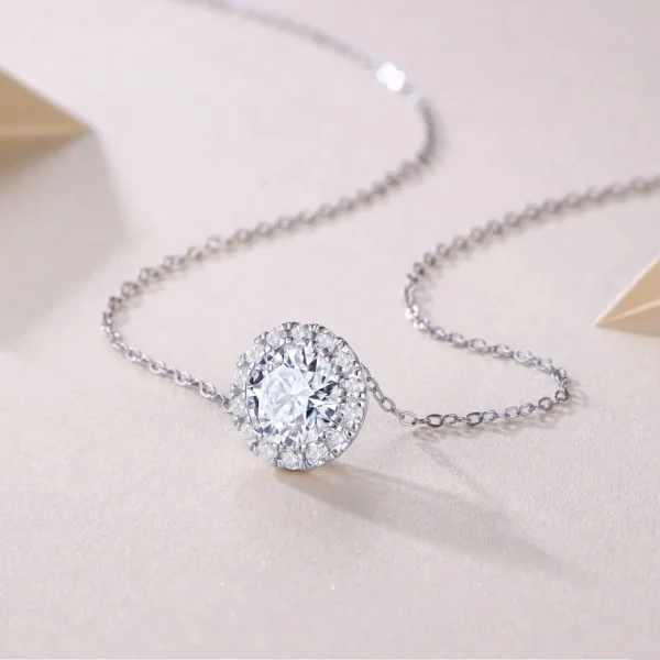 2CT Moissanite Necklace with 5A White Zircon Side Stones in S925 Sterling Silver – MYP13678-8.0 - Image 4