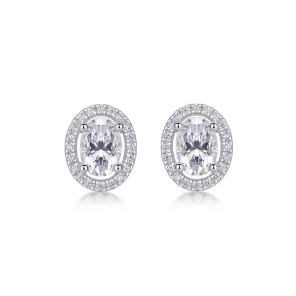 Moissanite Earrings in S925 Sterling Silver 5*7 Moissanite Design MYE13419 - Image 4