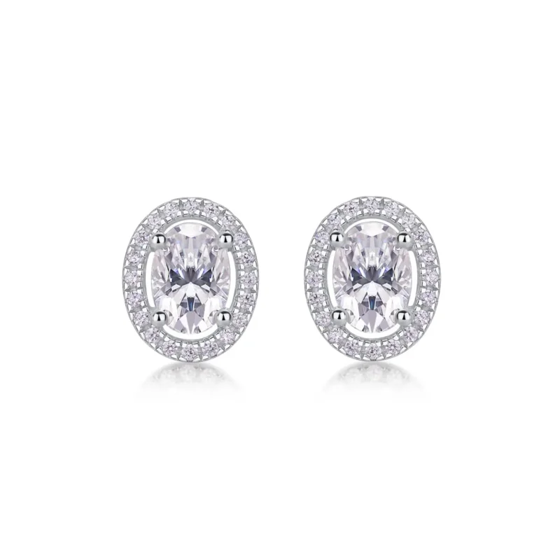 Moissanite Earrings in S925 Sterling Silver 5*7 Moissanite Design MYE13419 - Image 4