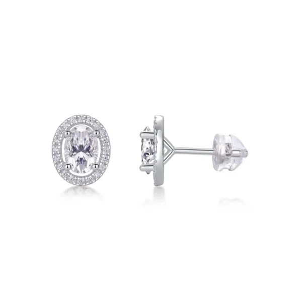 Moissanite Earrings in S925 Sterling Silver 5*7 Moissanite Design MYE13419