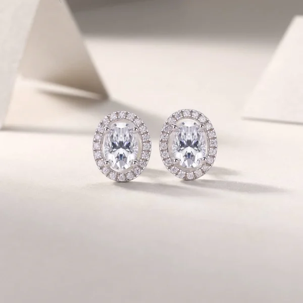 Moissanite Earrings in S925 Sterling Silver 5*7 Moissanite Design MYE13419 - Image 5