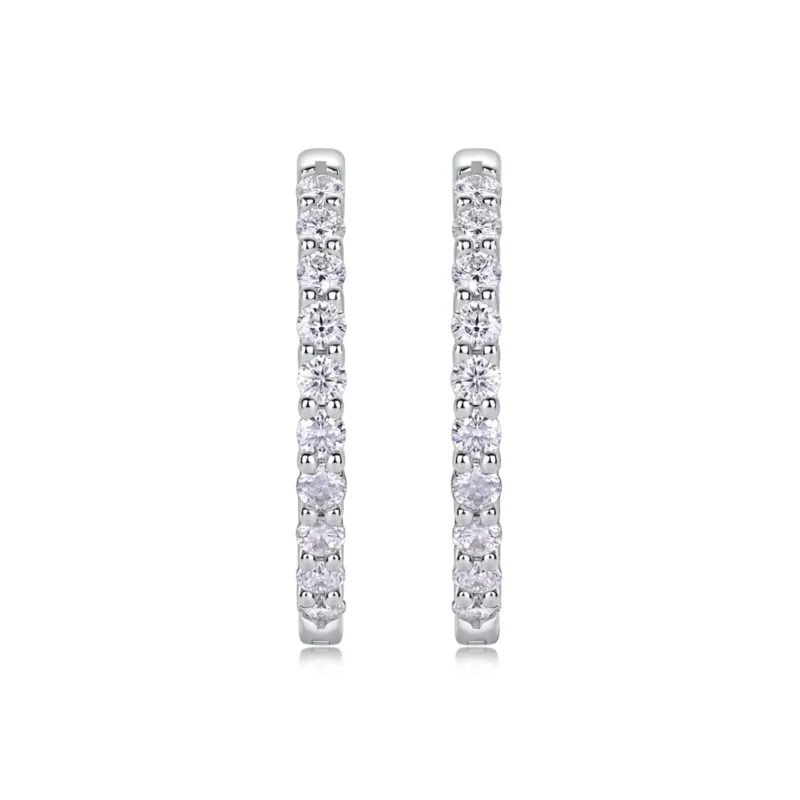Moissanite Earrings in S925 Sterling Silver Classic Moissanite Design MYE13390 - Image 4
